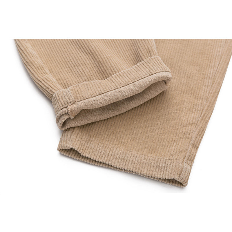Color-block pocket corduroy slacks