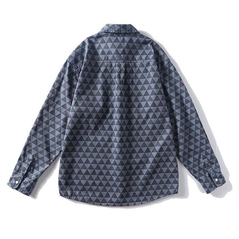 Geometric pattern American casual long-sleeved shirt