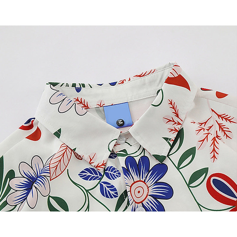 Retro Hawaiian floral short-sleeved all-over print shirt