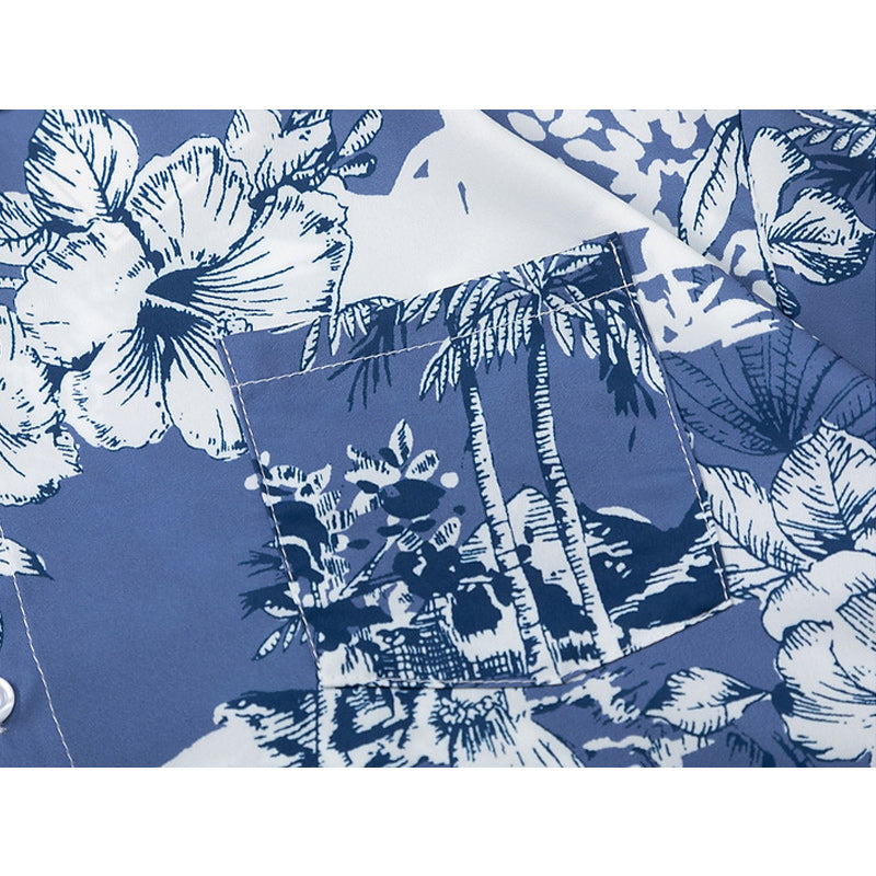 Hawaiian print floral all-over short-sleeved shirt