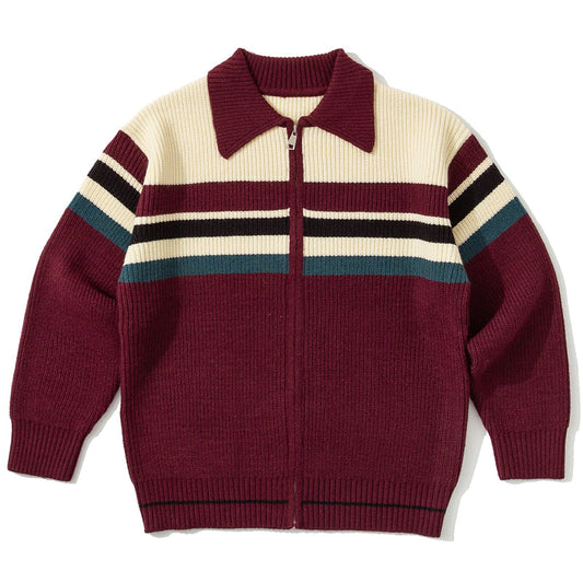 College Color Block Knit Cardigan
