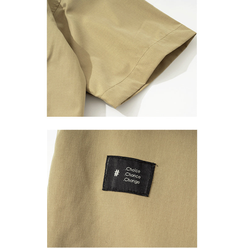Loose baseball collar short sleeve shirt
