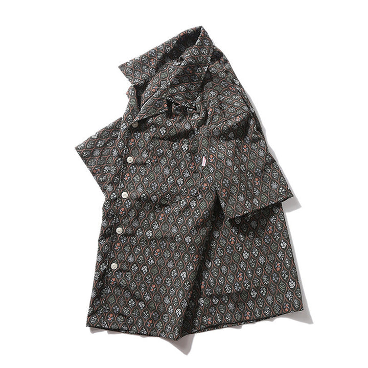 "Honsho Zufu" Plant Print Cuban Shirt