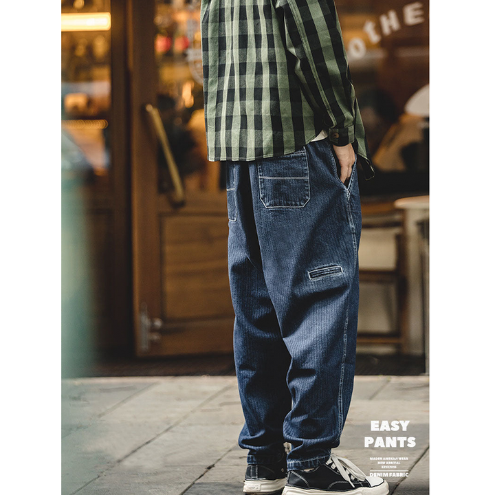 Denim wide tapered easy pants