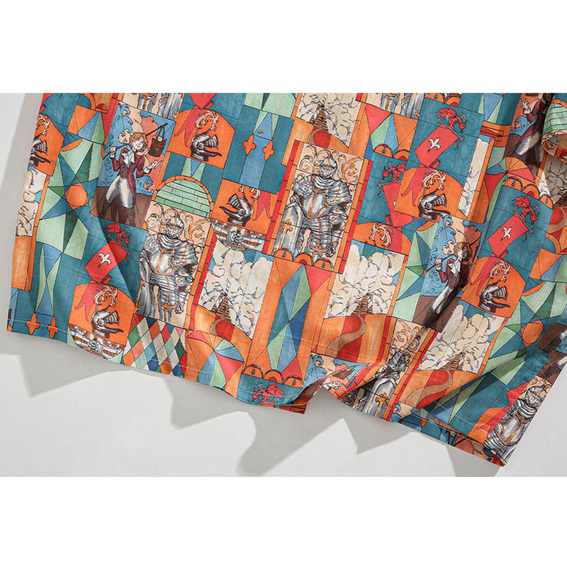 Retro all-over print aloha short-sleeved shirt