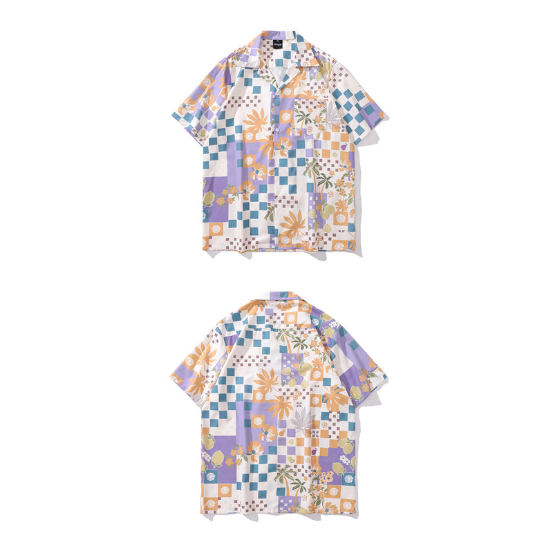 New summer geometric print short sleeve shirt