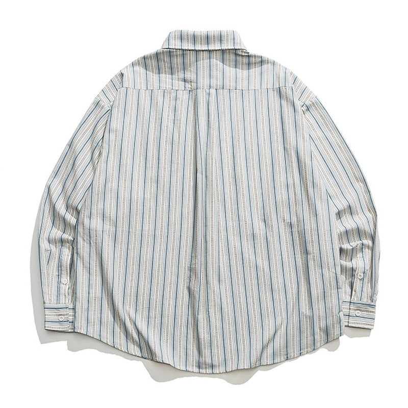 Luxurious classic striped long-sleeved work shirt