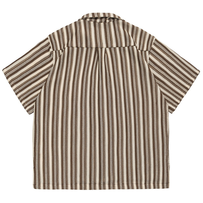 New summer bar neck striped short sleeve shirt