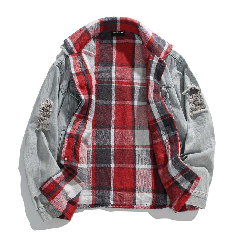 Cityboy Faux Layered Check Shirt & Denim Jacket