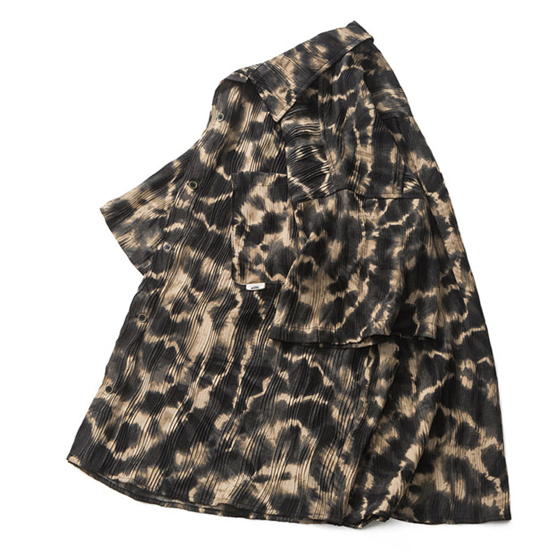 New summer color combination leopard print short sleeve shirt