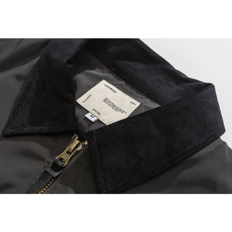 Corduroy neck large pocket jacket