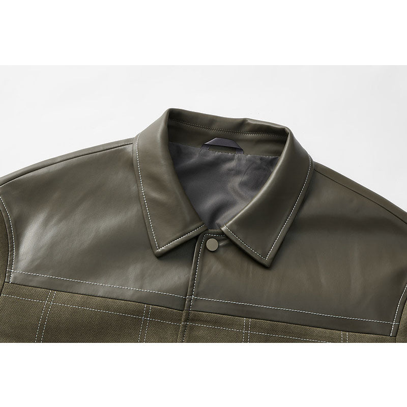 Suede PU switching skipper jacket