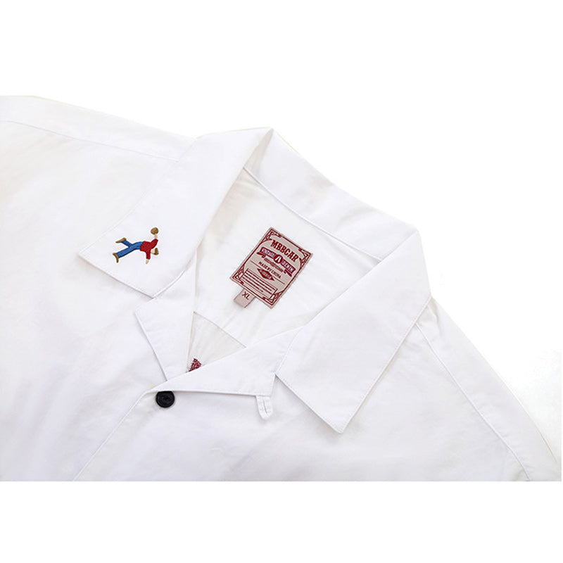 Chain Retro Embroidered Bowling Short Sleeve Open Collar Shirt