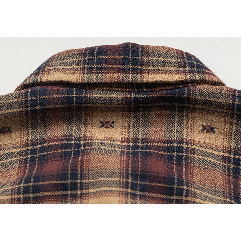 Classic check pattern short-sleeved shirt