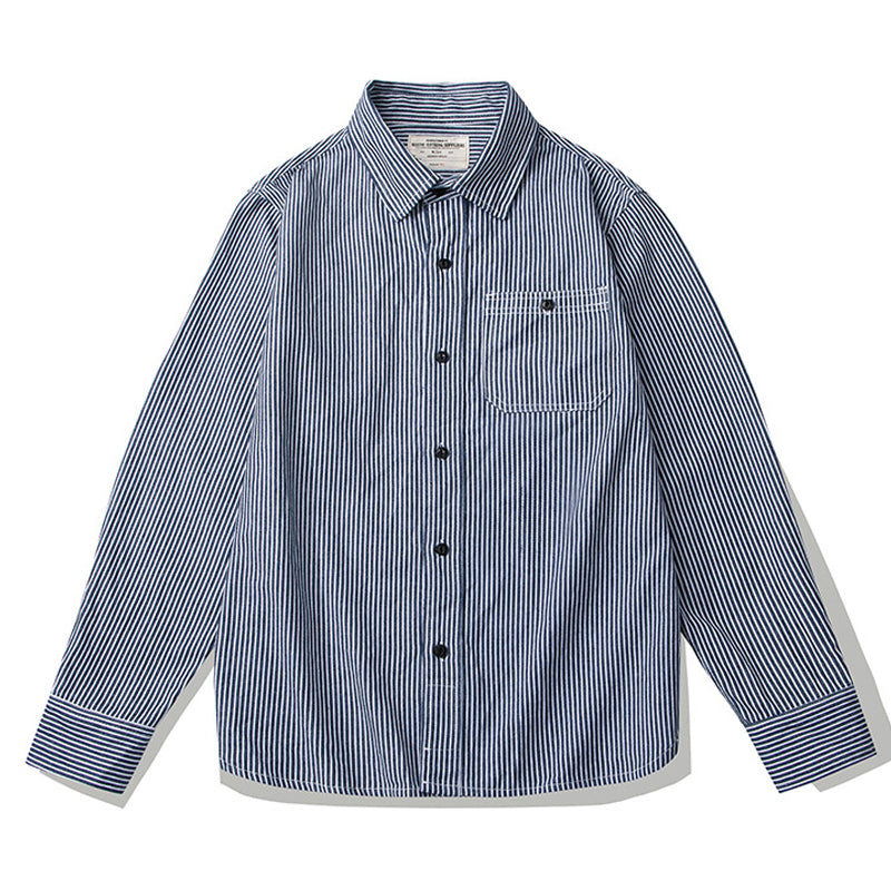 Hickory Railroad Stripe Denim Work Shirt