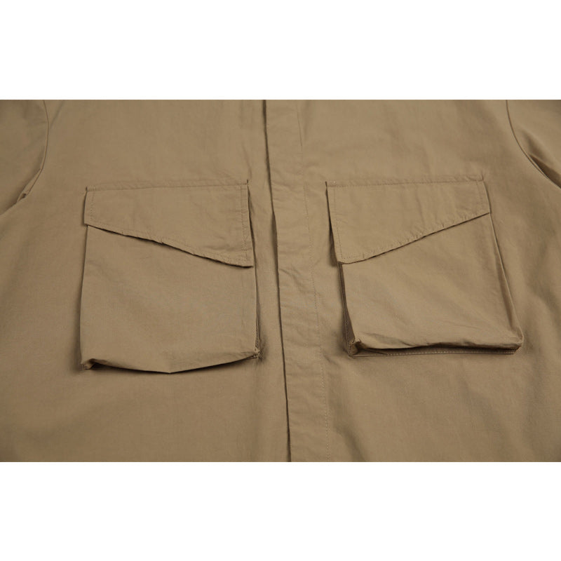 Three-color solid functional pocket work short-sleeved shirt