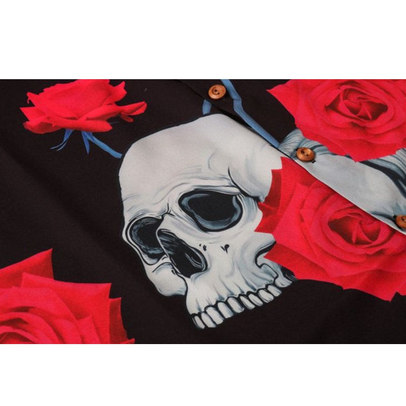 New for summer: skull and rose print short-sleeved shirt