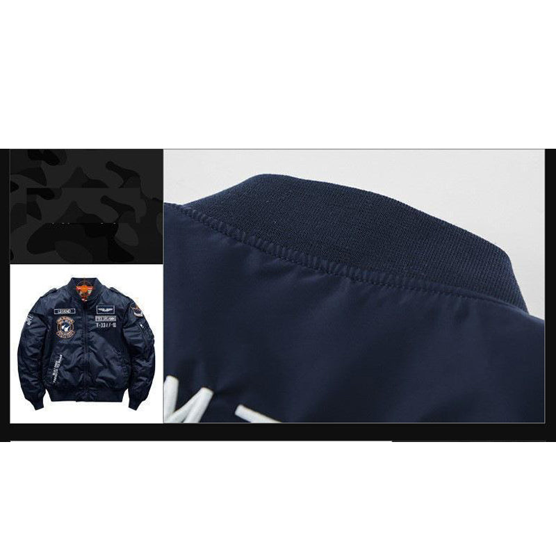 Printed Alphabet Thick Warm Padded Stand Collar Jacket