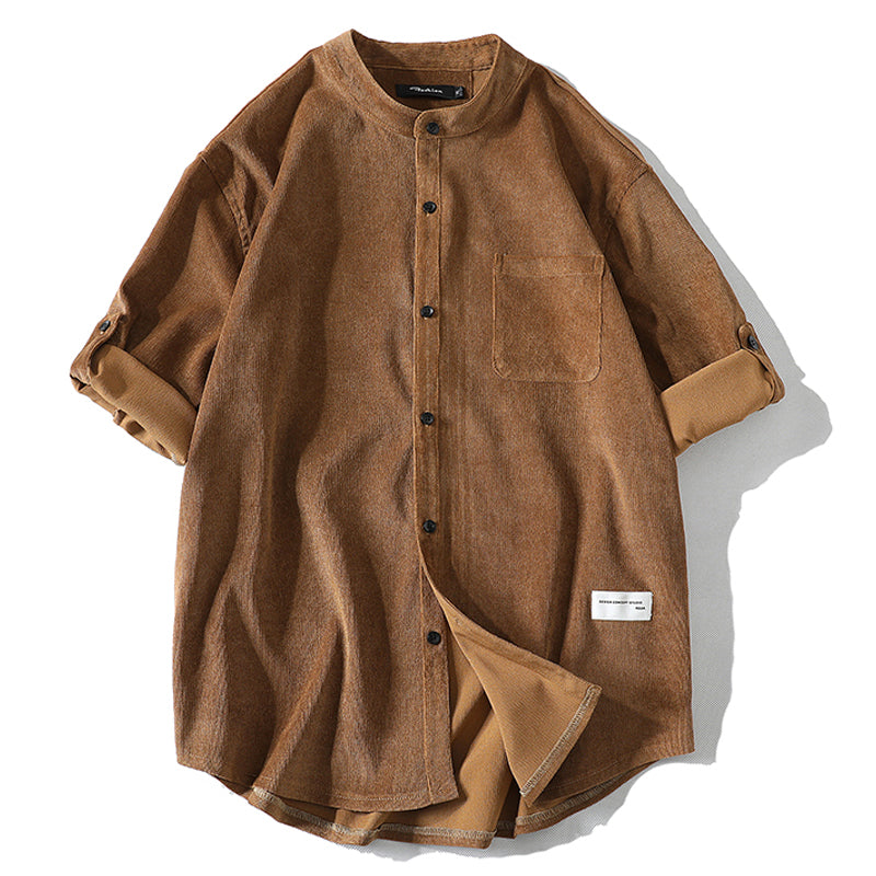 New for summer: Solid color, collarless, short-sleeved shirts M-5XL
