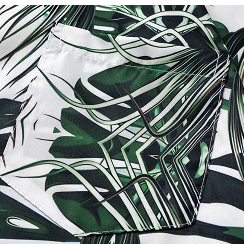 Leaf print short sleeve shirt
