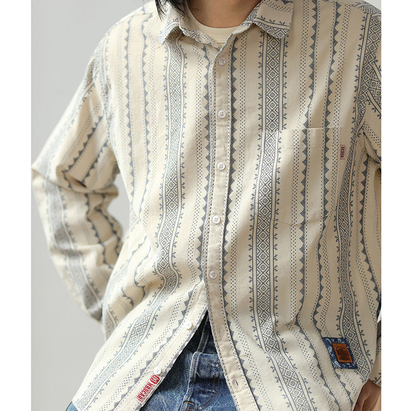 New Spring Ethnic Navajo Cashew Nut Long Sleeve Shirt