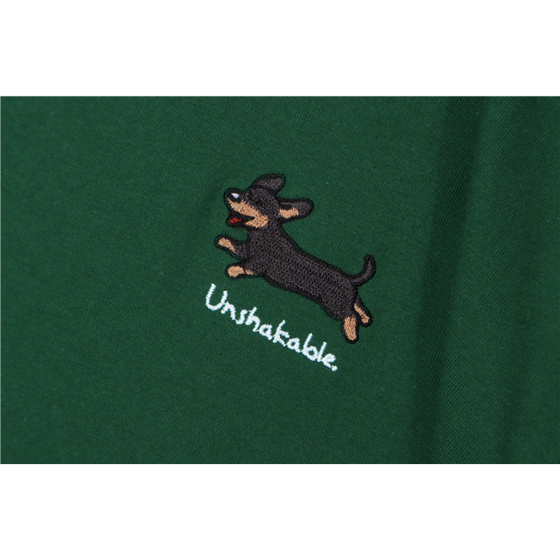 Embroidered animal simple and easy-to-match short-sleeved T-shirt