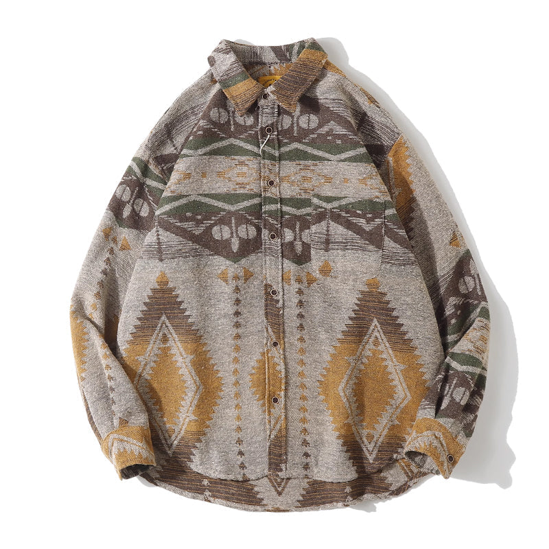 Navajo jacquard tweed long-sleeved shirt