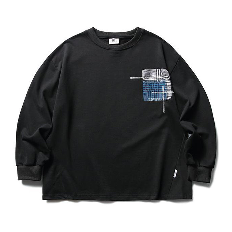 Autumn retro color pocket loose T-shirt