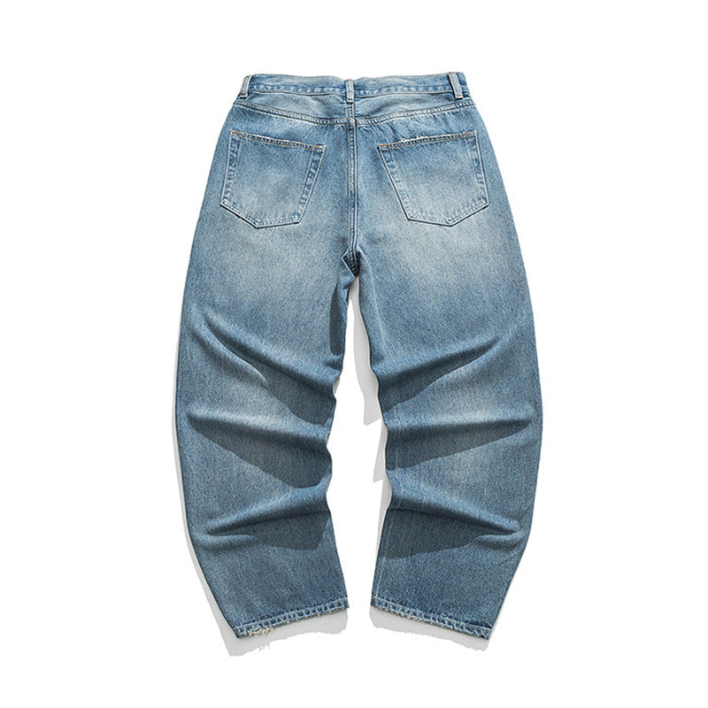 Washed Pocket Straight Denim Pants