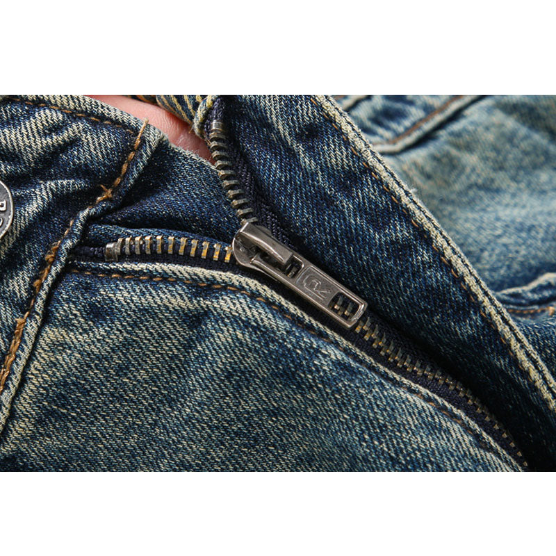 13.5 oz 100% cotton washed old straight jeans