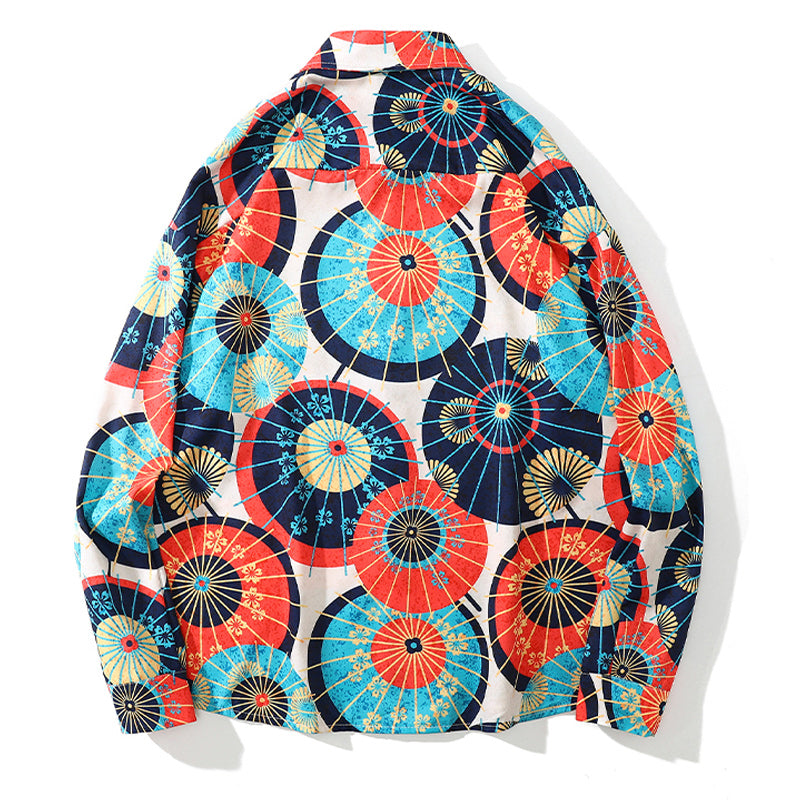 Autumn long-sleeved traditional print shirt