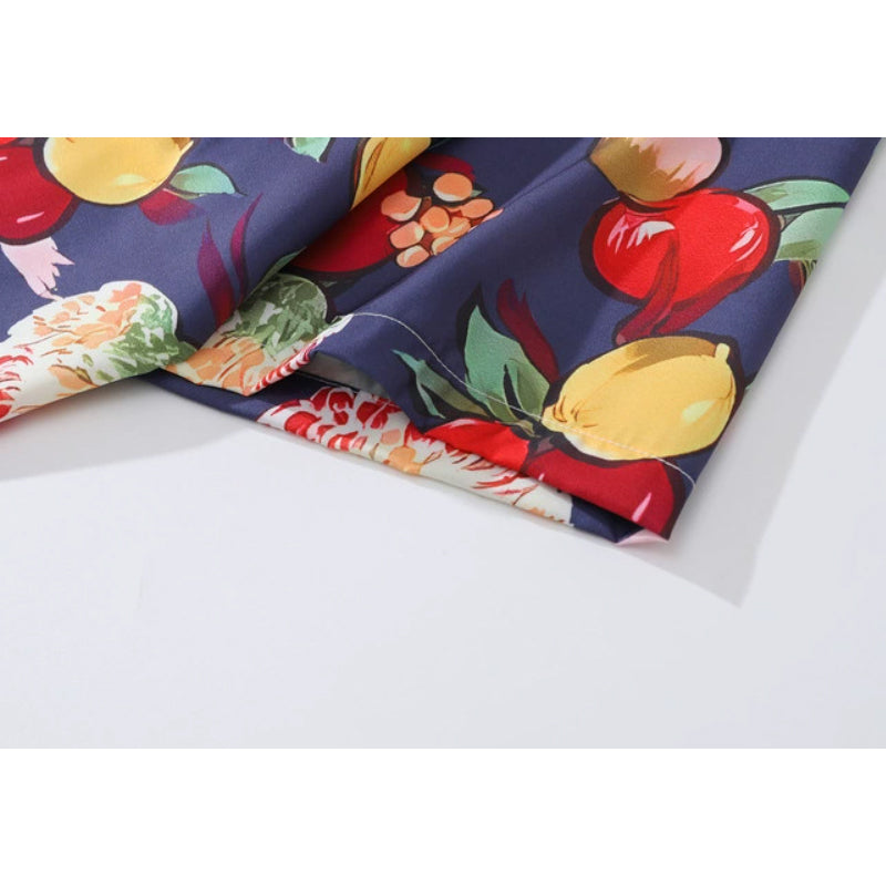 New summer cherry print short sleeve shirt