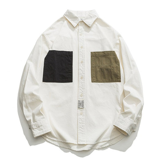 CITY BOY color-blocked pocket long-sleeved shirt