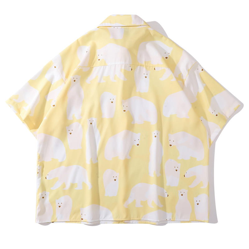 New summer polar bear print short sleeve shirt