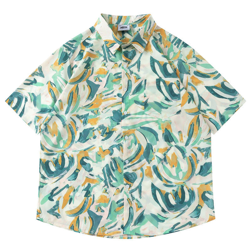 New for summer: Graffiti print short-sleeved shirt