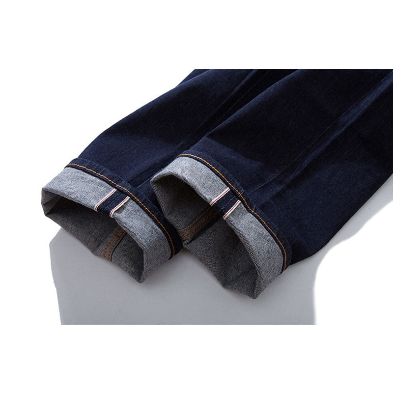 Red selvedge double primary color straight jeans