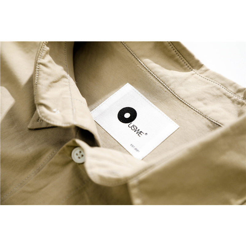 Classic simple plain pocket work short sleeve shirt
