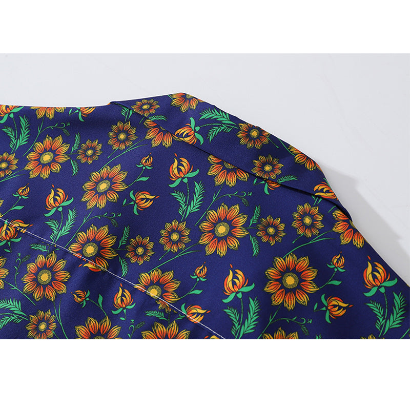 Retro floral short-sleeved shirt