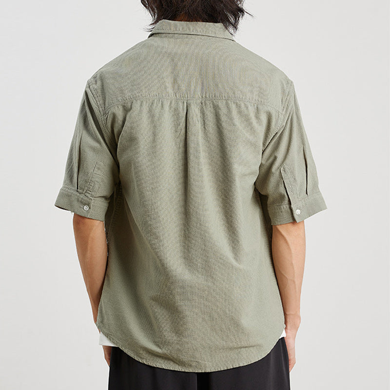 Fashionable simple plain pocket short sleeve shirt