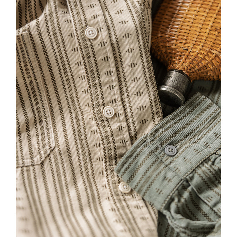 Ethnic Stripe Corduroy Henley Shirt