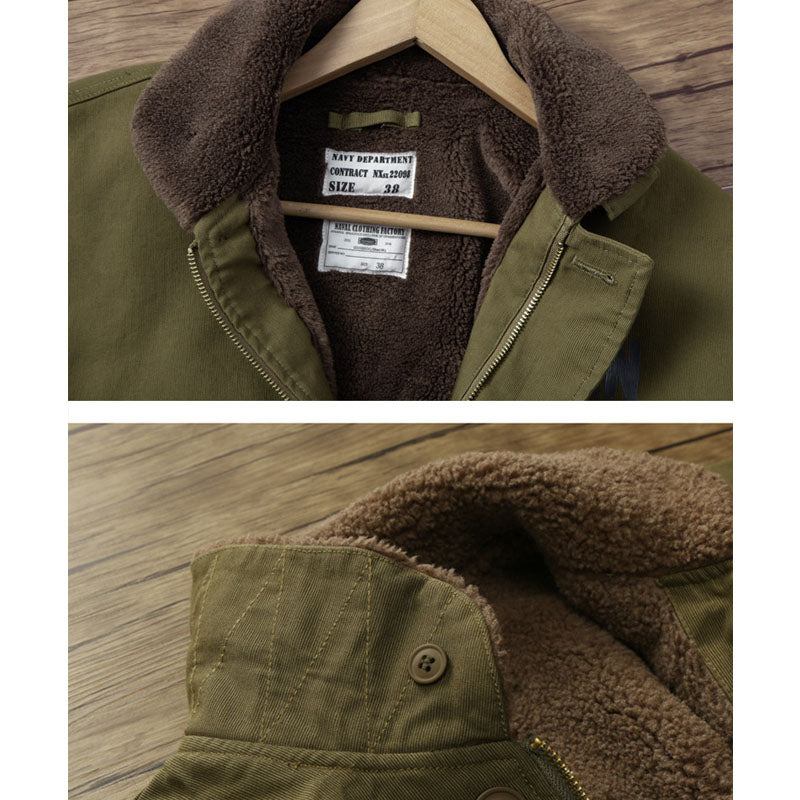 American casual A2 heavyweight cargo down jacket with a turn-down collar