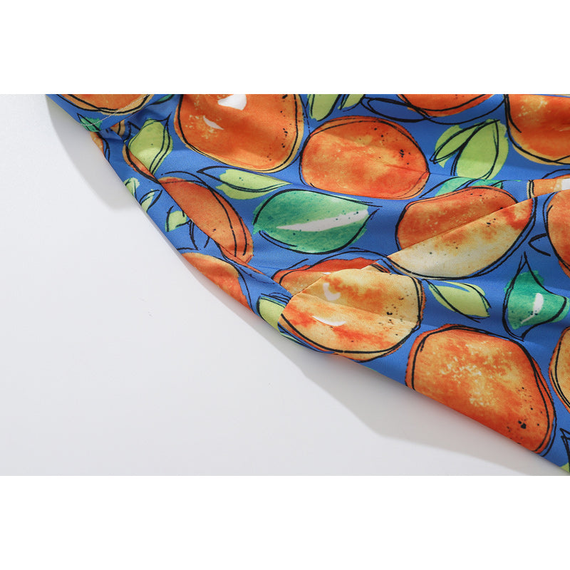 Autumn Fruit Print Long Sleeve Shirt