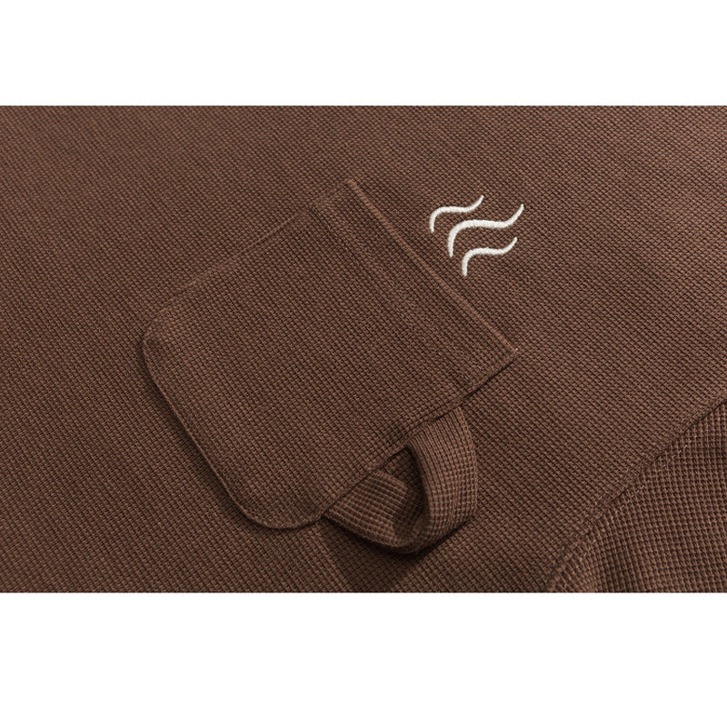 Design pocket waffle crew neck T-shirt