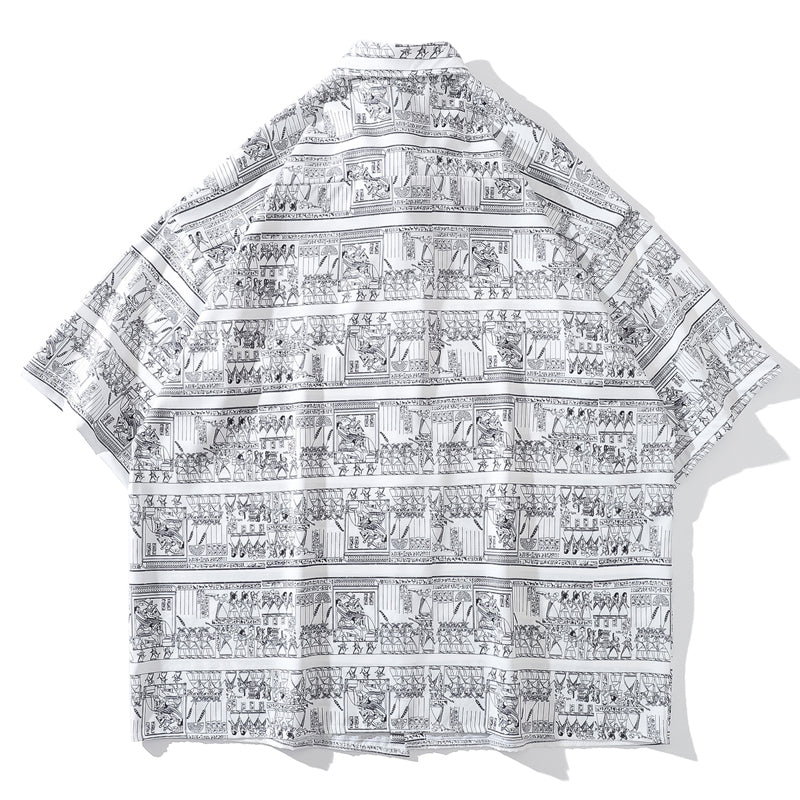 New for summer: ethnic print short-sleeved shirt