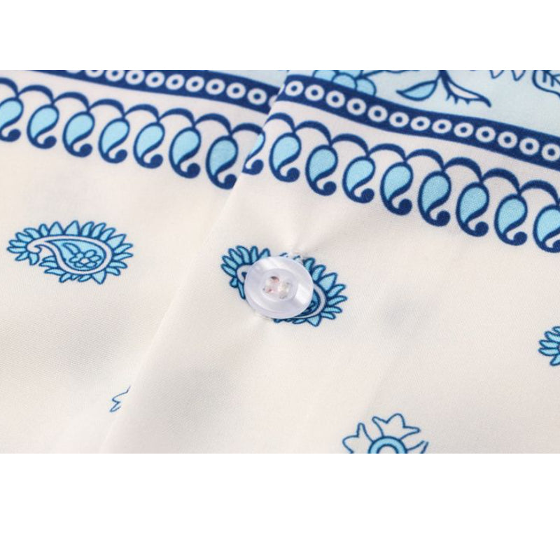 New for summer: ethnic print short-sleeved shirt