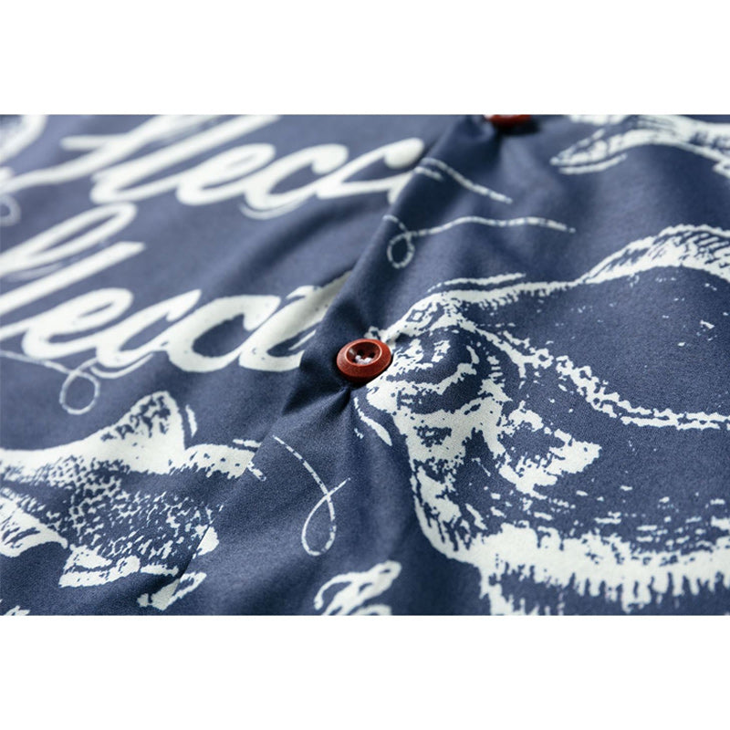Retro "fish" all-over print aloha shirt