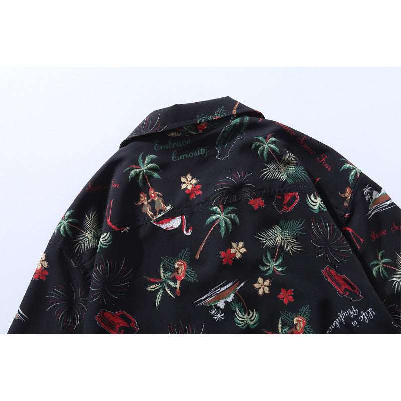 "Palm Trees, Flamingos, and Fireworks" Aloha Shirt