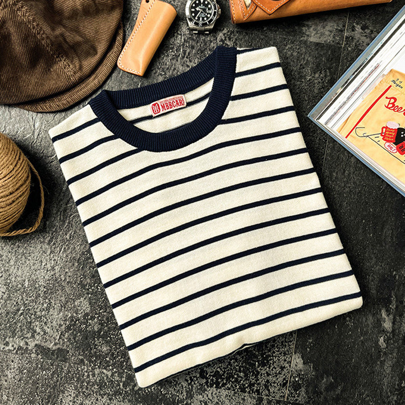 American casual pitch striped cotton tee