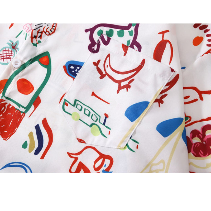 New for summer: Graffiti print short-sleeved shirt