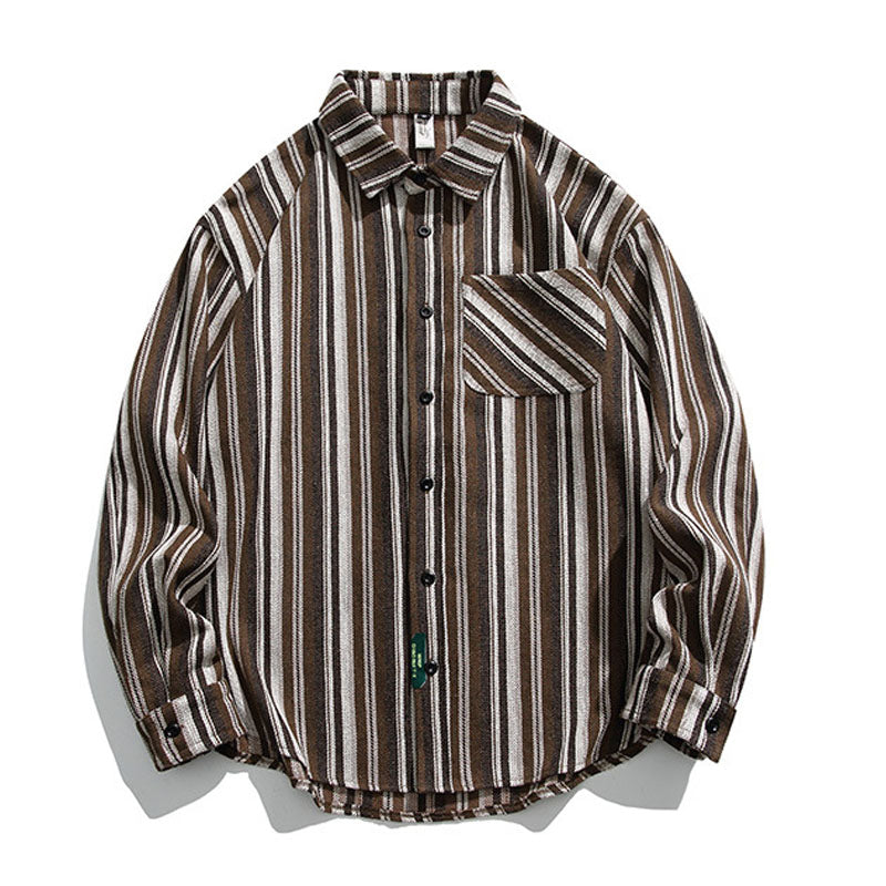 Striped long-sleeved shirt with pocket
